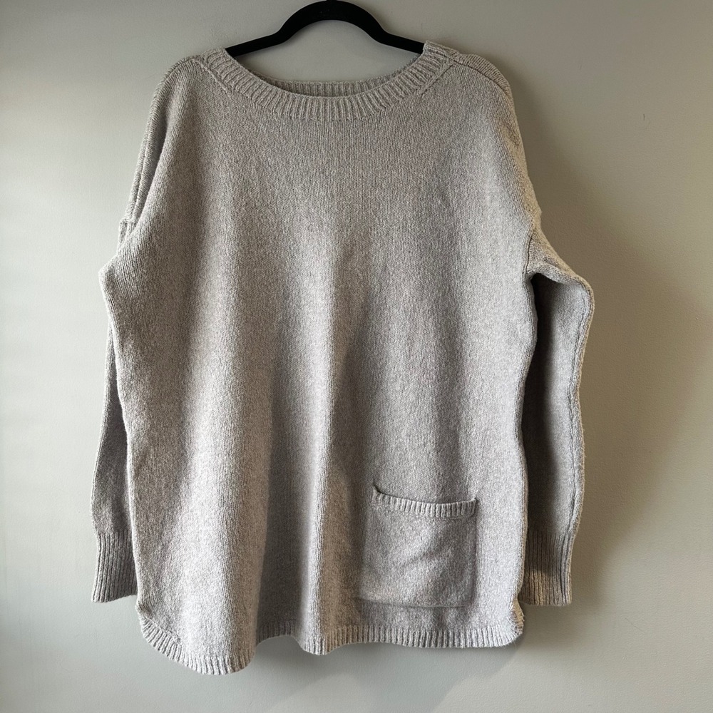 Pure Jill Oversized Sweater Womens Small Gray Pocket Knit‎ Pullover J. Jill